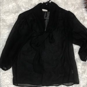 Sheer black top with tie